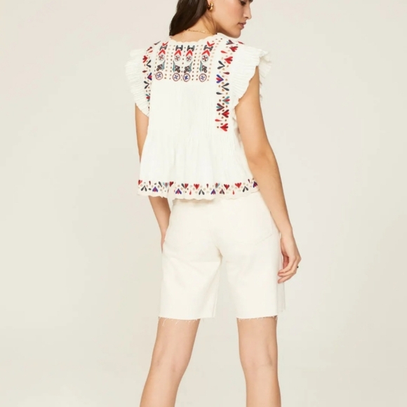 Sea New York Alicia Embroidery Flutter Sleeve Top XS - Picture 14 of 14